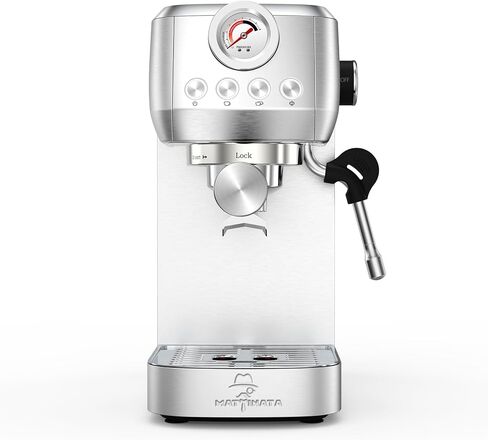MAttinata 1662L Espresso Machine 20 Bar, Espresso Maker with Steam Wand | Coffee Maker with Milk Frother, PID Smart Temp Control, Compact Cappuccino Machine, Latte Art, Stainless Steel, Silver in Saudi Arabia