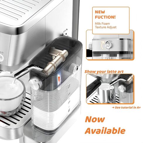 MAttinata 1633 Espresso Machine, Cappuccino Machine with Auto Milk Frother | 20 Bar Coffee Maker, Italian Pump, Fast Heating, Self Cleaning, Pressure Gauge, Latte Art, Compact for Home, Stainless Steel in Saudi Arabia