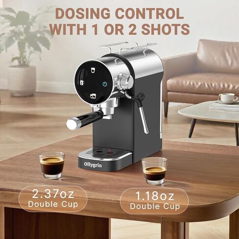 Ollygrin 20 Bar Espresso Coffee Machine, Semi-Automatic Espresso Machine with Touch Panel, 1350W Espresso Maker with Steam Wand, Removable Drip Tray & Water Tank, Modern Design for Latte & Cappuccino in Saudi Arabia