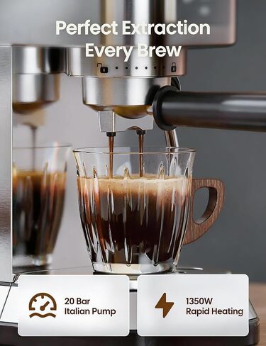 topzee Espresso Machine 20 Bar, Compact Coffee Maker with Milk Frother & Cold Brew Function, 52oz Removable Water Tank, Stainless Steel Cappuccino, Latte Maker (Silver Black) in Saudi Arabia