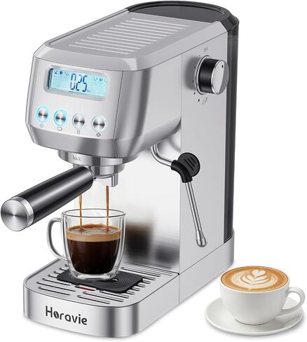 Horavie Ultra Espresso Machine with LCD Display, Espresso Maker with Powerful Milk Frother, Customizable Brewing Temperature, Professional Cappuccino & Latte Machine, Gift for Men & Women in Saudi Arabia