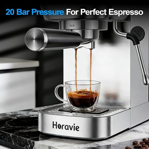 Horavie Ultra Espresso Machine with LCD Display, Espresso Maker with Powerful Milk Frother, Customizable Brewing Temperature, Professional Cappuccino & Latte Machine, Gift for Men & Women in Saudi Arabia