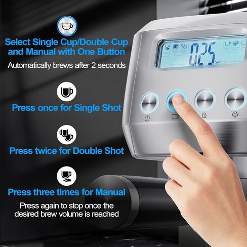 Horavie Ultra Espresso Machine with LCD Display, Espresso Maker with Powerful Milk Frother, Customizable Brewing Temperature, Professional Cappuccino & Latte Machine, Gift for Men & Women in Saudi Arabia