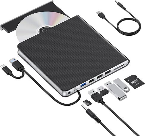 محرك أقراص DVD خارجي للكمبيوتر المحمول USB 3.0 USB C CD Burner محرك أقراص DVD خارجي محمول CD ROM ناسخ قارئ محرك أقراص DVD خارجي لأجهزة الكمبيوتر المحمول وأجهزة الكمبيوتر المكتبية Windows 11/10/8/7 MacBook Mac OS Linux in Kuwait
