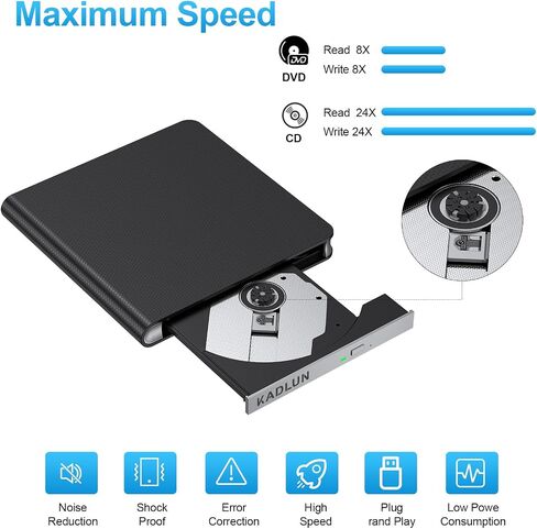 محرك أقراص DVD خارجي للكمبيوتر المحمول USB 3.0 USB C CD Burner محرك أقراص DVD خارجي محمول CD ROM ناسخ قارئ محرك أقراص DVD خارجي لأجهزة الكمبيوتر المحمول وأجهزة الكمبيوتر المكتبية Windows 11/10/8/7 MacBook Mac OS Linux in Kuwait