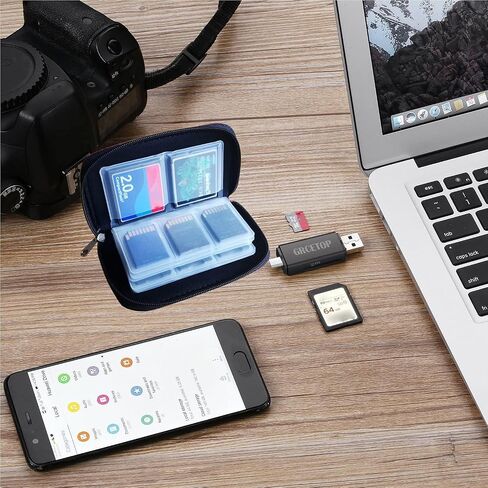حافظة بطاقة ذاكرة SD، عبوتان من حامل بطاقات Micro SD لتخزين 22 فتحة SD Micro SD CF SDHC SDXC MMC بطاقات فلاش رقمية آمنة ومدمجة in Kuwait