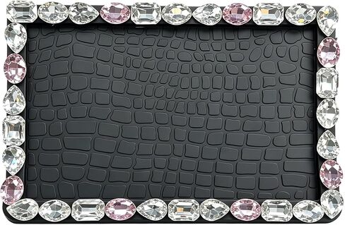 Craedli Bling Car Dashboard Anti-Slip Mat, Non-Slip Sticky Pad for Keys and Cell Phone, Rhinestone Vehicle Dash Decoration Accessories for SUV and Truck (White) in Saudi Arabia