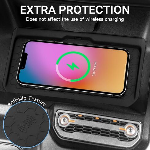 Silicone Anti-Slip Center Console Organizer Wireless Charging Mat for Ford Bronco 2021 2022 2023 2024 2025 Interior Accessories Pad Tray Storage Box Holder (Not for Sport Model) in Saudi Arabia
