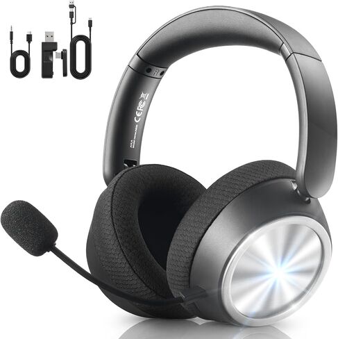 Wireless Gaming Headset with Mic Over Ear Headphones Noise Cancelling | 13Ms Latency,110H Battery,4-in-1 Connection,Foldable,Black Bluetooth Headset Headphones for PS5,Xbox,PC,PS4,Mac,Switch,Mobile in Saudi Arabia