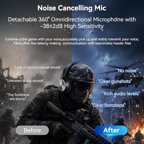 Wireless Gaming Headset with Mic Over Ear Headphones Noise Cancelling | 13Ms Latency,110H Battery,4-in-1 Connection,Foldable,Black Bluetooth Headset Headphones for PS5,Xbox,PC,PS4,Mac,Switch,Mobile in Saudi Arabia