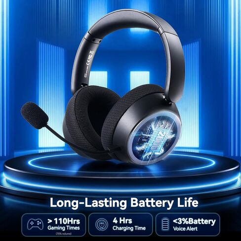 Wireless Gaming Headset with Mic Over Ear Headphones Noise Cancelling | 13Ms Latency,110H Battery,4-in-1 Connection,Foldable,Black Bluetooth Headset Headphones for PS5,Xbox,PC,PS4,Mac,Switch,Mobile in Saudi Arabia