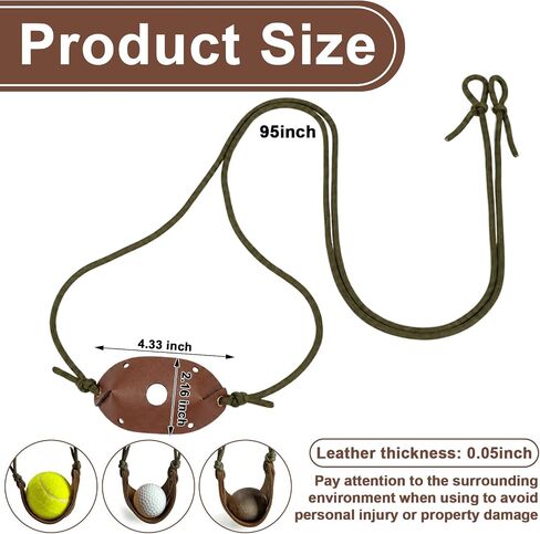 Handmade Leather Shepherd Sling Old-Fashioned Rock Thrower, 1 Pcs | Paracord Nylon Rope, Sling Pan for Adult, Tennis Ball Thrower for Dogs, for Outdoor Camping Hiking Hunting Sports in Saudi Arabia