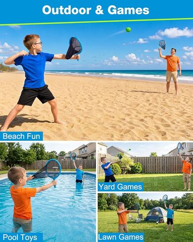 Slingshot Scoop Ball Set, Shoot & Catch Game Set with 2 Oversized Scoop Net | 8 Foam Balls, Outdoor Toys Backyard Lawn Pool Beach Games for Kids Ages 5-12, Birthday Gifts for 4-8 Year Olds Boys and Girls in Kuwait