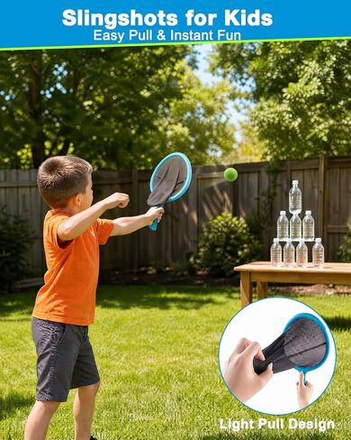 Slingshot Scoop Ball Set, Shoot & Catch Game Set with 2 Oversized Scoop Net | 8 Foam Balls, Outdoor Toys Backyard Lawn Pool Beach Games for Kids Ages 5-12, Birthday Gifts for 4-8 Year Olds Boys and Girls in Kuwait