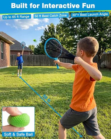 Slingshot Scoop Ball Set, Shoot & Catch Game Set with 2 Oversized Scoop Net | 8 Foam Balls, Outdoor Toys Backyard Lawn Pool Beach Games for Kids Ages 5-12, Birthday Gifts for 4-8 Year Olds Boys and Girls in Kuwait
