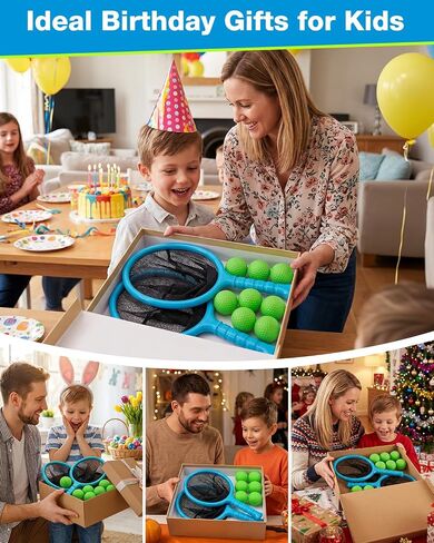 Slingshot Scoop Ball Set, Shoot & Catch Game Set with 2 Oversized Scoop Net | 8 Foam Balls, Outdoor Toys Backyard Lawn Pool Beach Games for Kids Ages 5-12, Birthday Gifts for 4-8 Year Olds Boys and Girls in Kuwait
