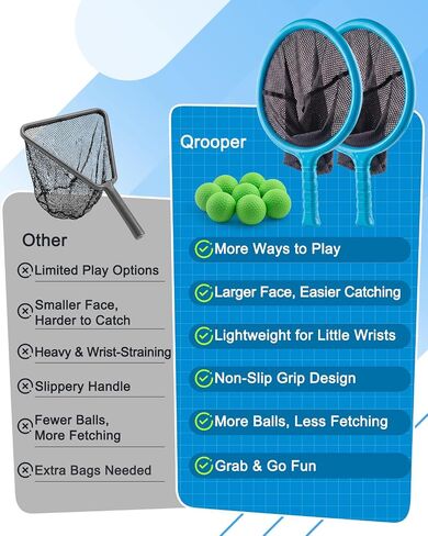 Slingshot Scoop Ball Set, Shoot & Catch Game Set with 2 Oversized Scoop Net | 8 Foam Balls, Outdoor Toys Backyard Lawn Pool Beach Games for Kids Ages 5-12, Birthday Gifts for 4-8 Year Olds Boys and Girls in Kuwait