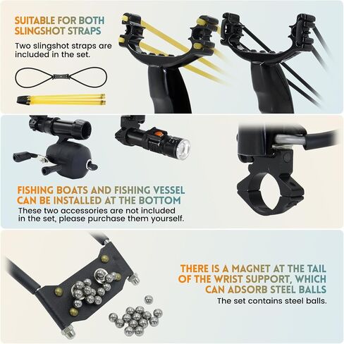 Professional Slingshots for Adults Metal Hunting Slingshot with Wrist Rest | Hunting & Shooting Slingshots with 6 Bands and 100 ammo balls 1 Sling Shot Bag in Saudi Arabia