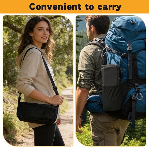 12" Portable Collapsible Stool - Folding Chair with Side Storage Pockets 2-in-1 Convertible Satchel for Hands-Free & Supports 265Lbs, Ultralight for Hiking, Fishing, Camping, Festivals (Black) in Saudi Arabia