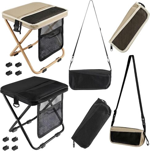 2 Pack Foldable Backpack Stool for Outdoor Activities 12.2" Tall | 265lbs Capacity High-carbon Steel 600D Oxford Fabric 3 Side Pockets Stool Locking Clips in Saudi Arabia