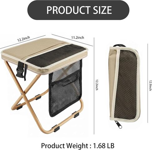 2 Pack Foldable Backpack Stool for Outdoor Activities 12.2" Tall | 265lbs Capacity High-carbon Steel 600D Oxford Fabric 3 Side Pockets Stool Locking Clips in Saudi Arabia