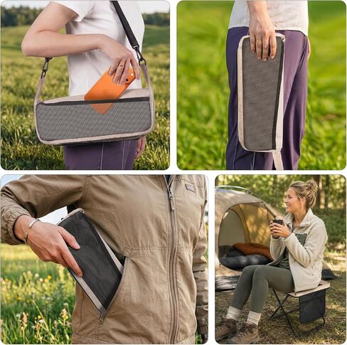 Soly Portable Folding Stool,14.2"Collapsible Camp Stool with Storage Pocket | Metal Frame, Fabric Seat, Mesh Pocket, Shoulder Strap, Compact Fold for Camping, Fishing, Hiking, or Travel in Saudi Arabia