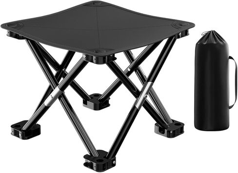 iayokocc Portable Folding Camping Stool, Outdoor Camping Lightweight Small Chair for Gardening Fishing BBQ Hiking and Beach, Stool Seat with Carry Bag(Black) in Kuwait