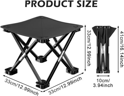 iayokocc Portable Folding Camping Stool, Outdoor Camping Lightweight Small Chair for Gardening Fishing BBQ Hiking and Beach, Stool Seat with Carry Bag(Black) in Kuwait