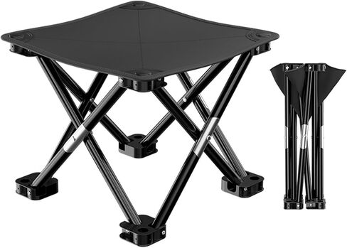 iayokocc Portable Folding Camping Stool, Outdoor Camping Lightweight Small Chair for Gardening Fishing BBQ Hiking and Beach, Stool Seat with Carry Bag(Black) in Kuwait