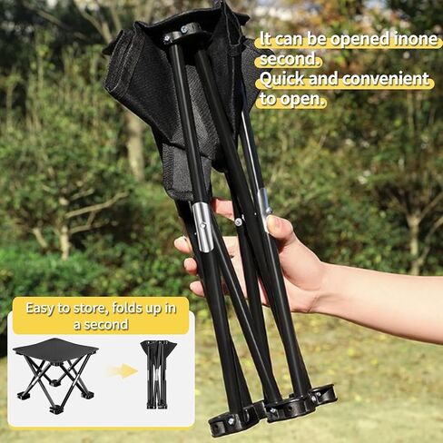iayokocc Portable Folding Camping Stool, Outdoor Camping Lightweight Small Chair for Gardening Fishing BBQ Hiking and Beach, Stool Seat with Carry Bag(Black) in Kuwait