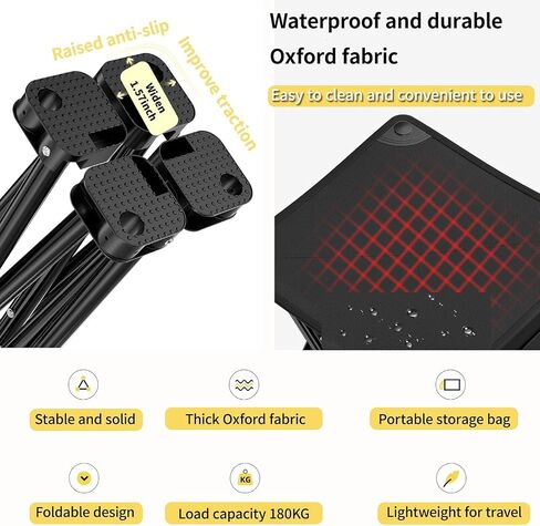 iayokocc Portable Folding Camping Stool, Outdoor Camping Lightweight Small Chair for Gardening Fishing BBQ Hiking and Beach, Stool Seat with Carry Bag(Black) in Kuwait