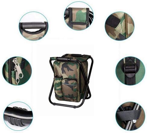 FCFKUK Bright starl Multifunction Folding Cooler and Stool Backpack, Hiking Camouflage Seat Table Bag Camping Gear for Outdoor Indoor Fishing Travel Beach in Saudi Arabia