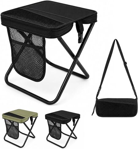 Take a Seat Anywhere! Folding Stool Holds 400 lbs – Lightweight & Collapsible with 3 Side Pockets & Shoulder Strap, Perfect Portable Chair for Hiking, Fishing, Camping in Saudi Arabia