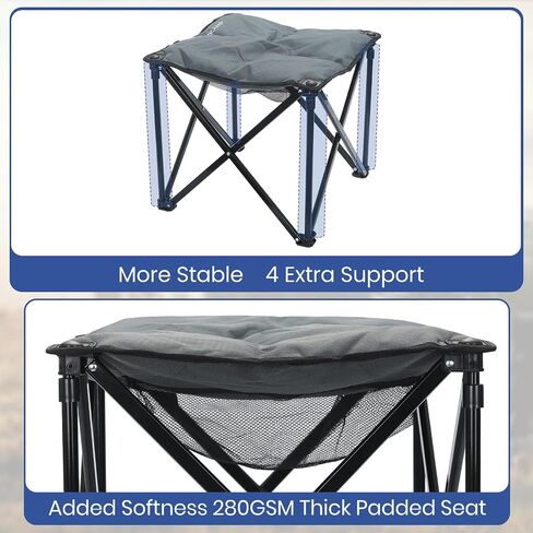 Padded Camping Stool, 18 Inch Oversized Camping Foot Rest, 500lb Outdoor Folding Camp Chair Portable Camping Ottoman for Camping Gardening w/Storage Net, Carry Bag (1, DarkGreen) in Saudi Arabia