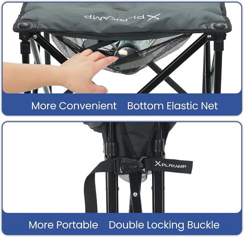 Padded Camping Stool, 18 Inch Oversized Camping Foot Rest, 500lb Outdoor Folding Camp Chair Portable Camping Ottoman for Camping Gardening w/Storage Net, Carry Bag (1, DarkGreen) in Saudi Arabia