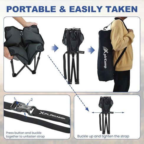 Padded Camping Stool, 18 Inch Oversized Camping Foot Rest, 500lb Outdoor Folding Camp Chair Portable Camping Ottoman for Camping Gardening w/Storage Net, Carry Bag (1, DarkGreen) in Saudi Arabia