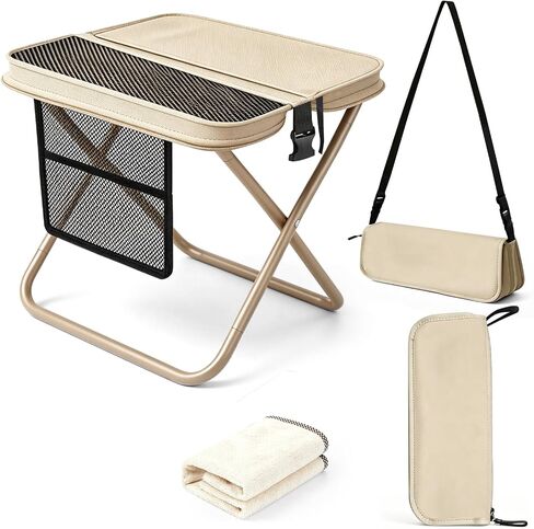 Portable Collapsible Folding Stool for Adults, 16" Tall Camping Stool with 3 Pockets & Shoulder Strap, Heavy Duty Travel Chair Lightweight Backpack Seat for Hiking Fishing Hiking Gardening in Saudi Arabia