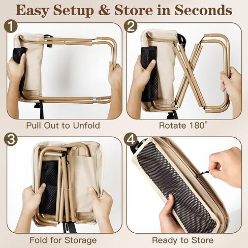 Portable Collapsible Folding Stool for Adults, 16" Tall Camping Stool with 3 Pockets & Shoulder Strap, Heavy Duty Travel Chair Lightweight Backpack Seat for Hiking Fishing Hiking Gardening in Saudi Arabia