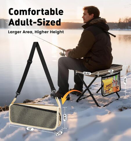 2 Pack Portable Folding Stools, Collapsible Pocket Chair, Foldable Camping Stool for Adults Backpack, Outdoor Seats Foot Rest, for Travel Hunting Fishing Hiking Gardening - Large, Khaki in Saudi Arabia