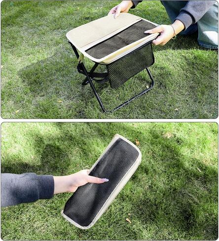 2 Pack Portable Folding Stools, Collapsible Pocket Chair, Foldable Camping Stool for Adults Backpack, Outdoor Seats Foot Rest, for Travel Hunting Fishing Hiking Gardening - Large, Khaki in Saudi Arabia