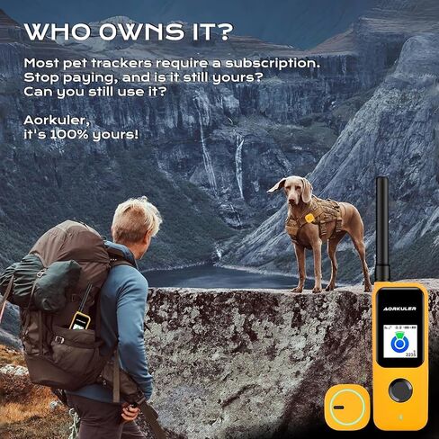 GPS Dog Tracker for 2 Dogs - Off-Grid Long Range Tracking System, No App/Cellular Required, Water-Resistant Pet Finder for Hiking & Forest Exploration (Yellow) in Saudi Arabia