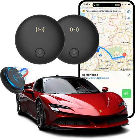 GPS Tracker for Vehicles, 2 Pack Magnetic Hidden GPS Tracker (iOS Only) | for Vehicles No Subscription Life Car Tracker Device Hidden Magnetic Waterproof for iOS Locate - Black in Saudi Arabia