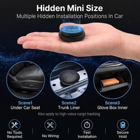 GPS Tracker for Vehicles, 2 Pack Magnetic Hidden GPS Tracker (iOS Only) | for Vehicles No Subscription Life Car Tracker Device Hidden Magnetic Waterproof for iOS Locate - Black in Saudi Arabia