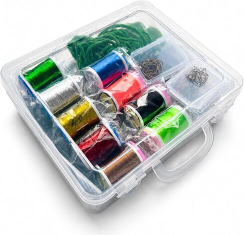 Fly Tying Materials Kit with Hooks Thread Crystal Flash Chenille Feathers, Complete Set for Beginners & Experienced Anglers in Saudi Arabia