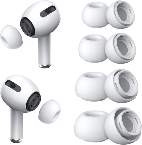 4 Pairs Replacement Ear Tips for AirPods Pro 2nd & 1st(XS/S/M/L, White) | with Noise Reduction Hole, Silicone Ear Tips with Portable Storage Box, Fit in the Charging Case in Saudi Arabia