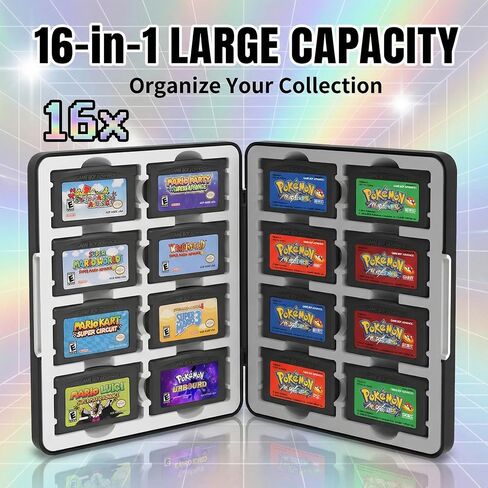 CHIACOYU GBA Game Case 16-in-1 for Game Boy Advance | Magnetic Organizer Storage Box with Silicone Slots, GBA Game Cartridge Storage Holder in Saudi Arabia