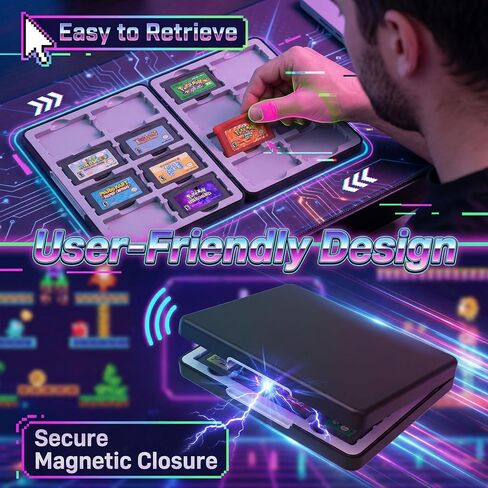 CHIACOYU GBA Game Case 16-in-1 for Game Boy Advance | Magnetic Organizer Storage Box with Silicone Slots, GBA Game Cartridge Storage Holder in Saudi Arabia