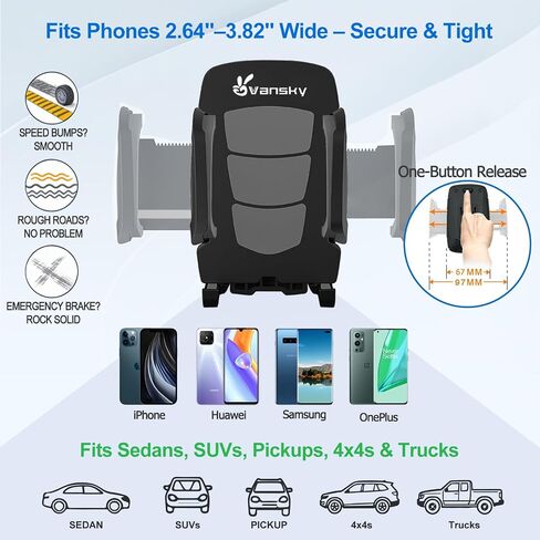 Vansky 3-in-1 Car Phone Holder: 3 Mountings - Fits Windshield Dash Vent | Helps Find Your Ideal Angle - Multi-Mount for Trucks SUVs Cars - Perfect Solution for iPhone & Samsung in Saudi Arabia