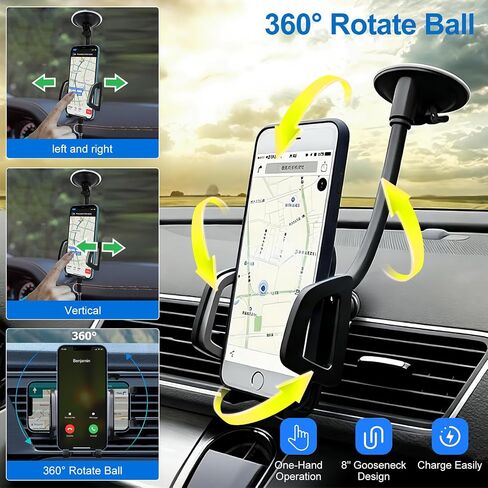 Vansky 3-in-1 Car Phone Holder: 3 Mountings - Fits Windshield Dash Vent | Helps Find Your Ideal Angle - Multi-Mount for Trucks SUVs Cars - Perfect Solution for iPhone & Samsung in Saudi Arabia