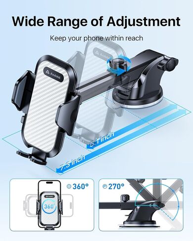 andobil Car Phone Mount [Ultra Stable & Big Phones Friendly] Cell Phone Holders for Your Car Dashboard Windshield Vent Truck, Car Phone Holder Mount for iPhone Samsung Automobile Accessory Pads Mats in Saudi Arabia